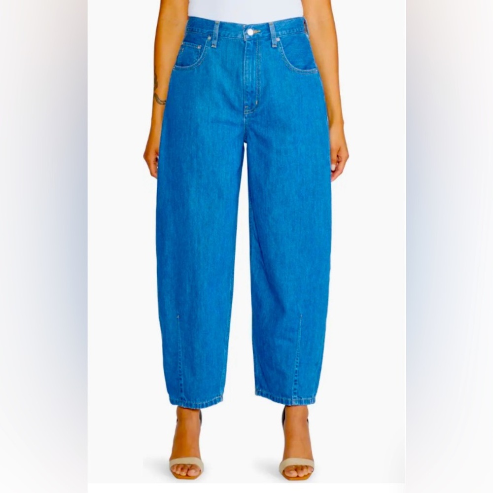 Etica Iris Relaxed Taper Wide Leg Barrel Jeans Lagoon Bay
